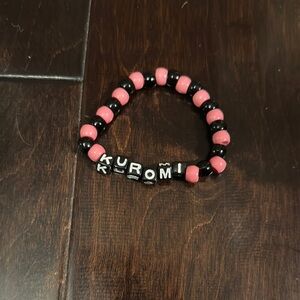 Kuromi Beaded Bracelet - Black and Pink